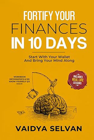 Book cover titled 'Fortify Your Finances in 10 Days', showing financial growth imagery